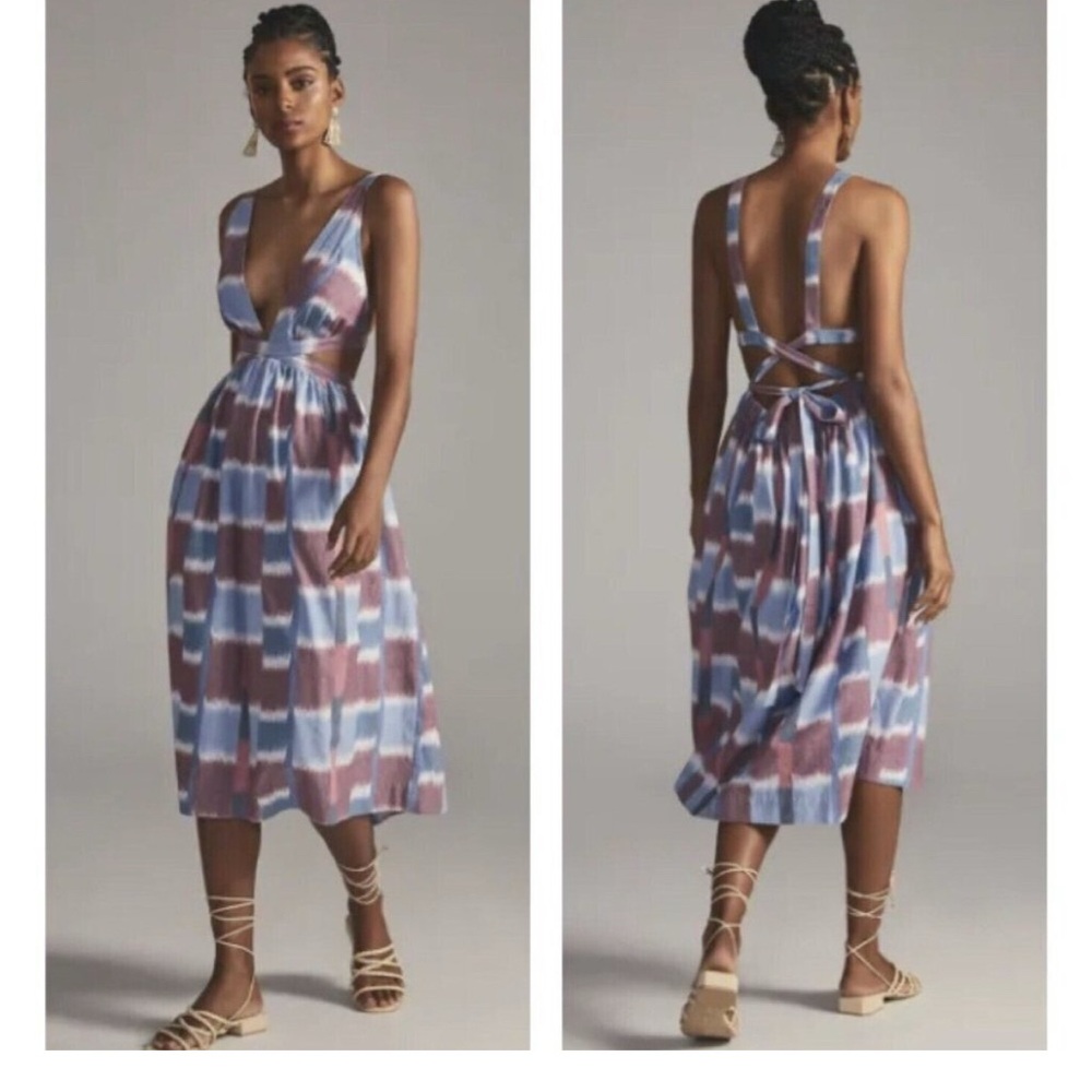 NWT Anthropology Deep-V MIDI dress